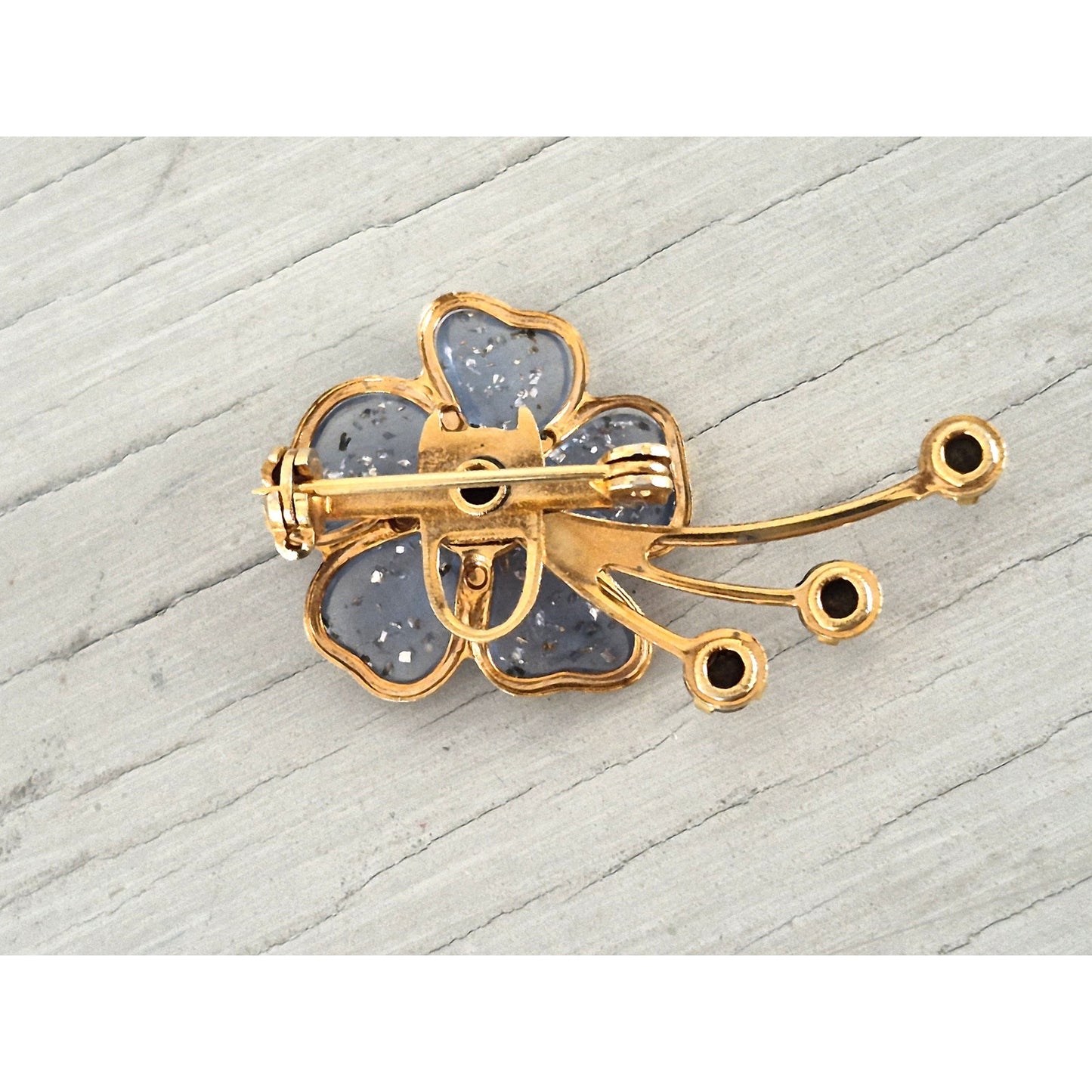Vintage Mini Flower Lucite Glittered Pin Brooch