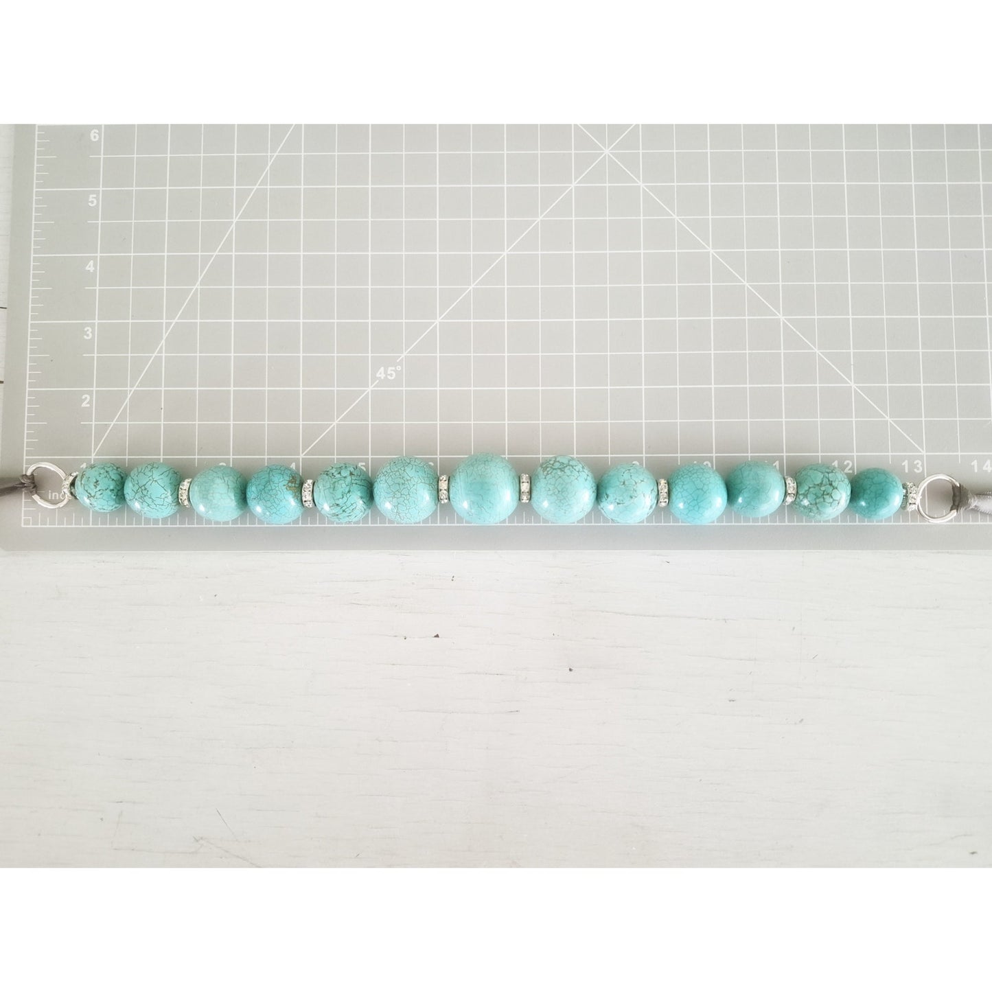 Large Blue Magnesite Turquoise Round Bead Necklace