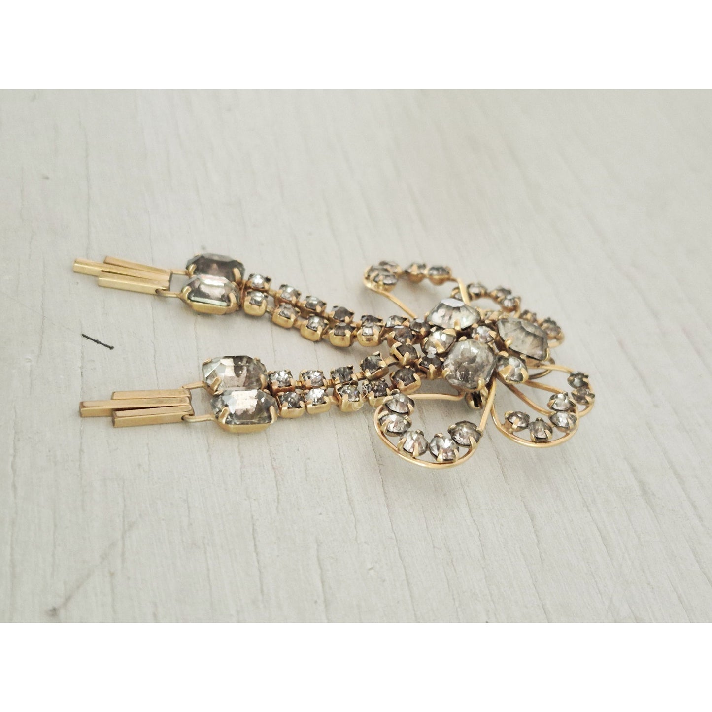 Vintage Marks & Spencer Gold-fill Dangle Rhinestone Brooch