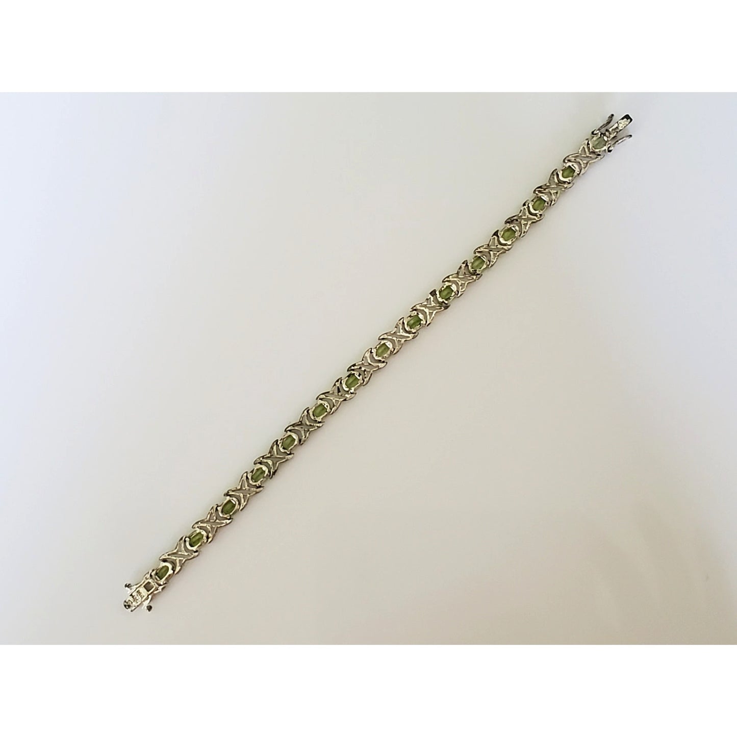Vintage Sterling Silver Green Peridot Tennis Bracelet