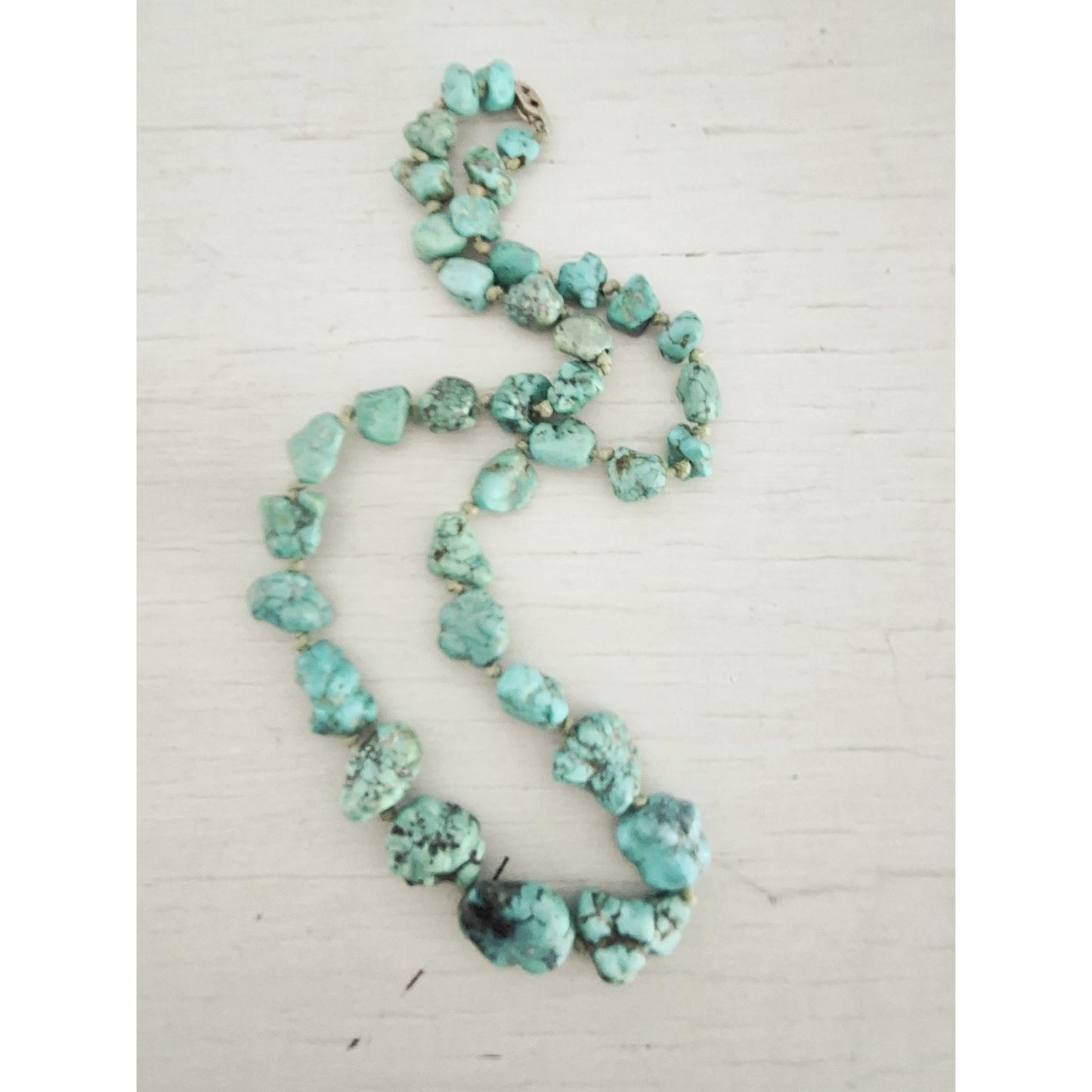 Vintage Sterling Silver Turquoise Nugget Necklace