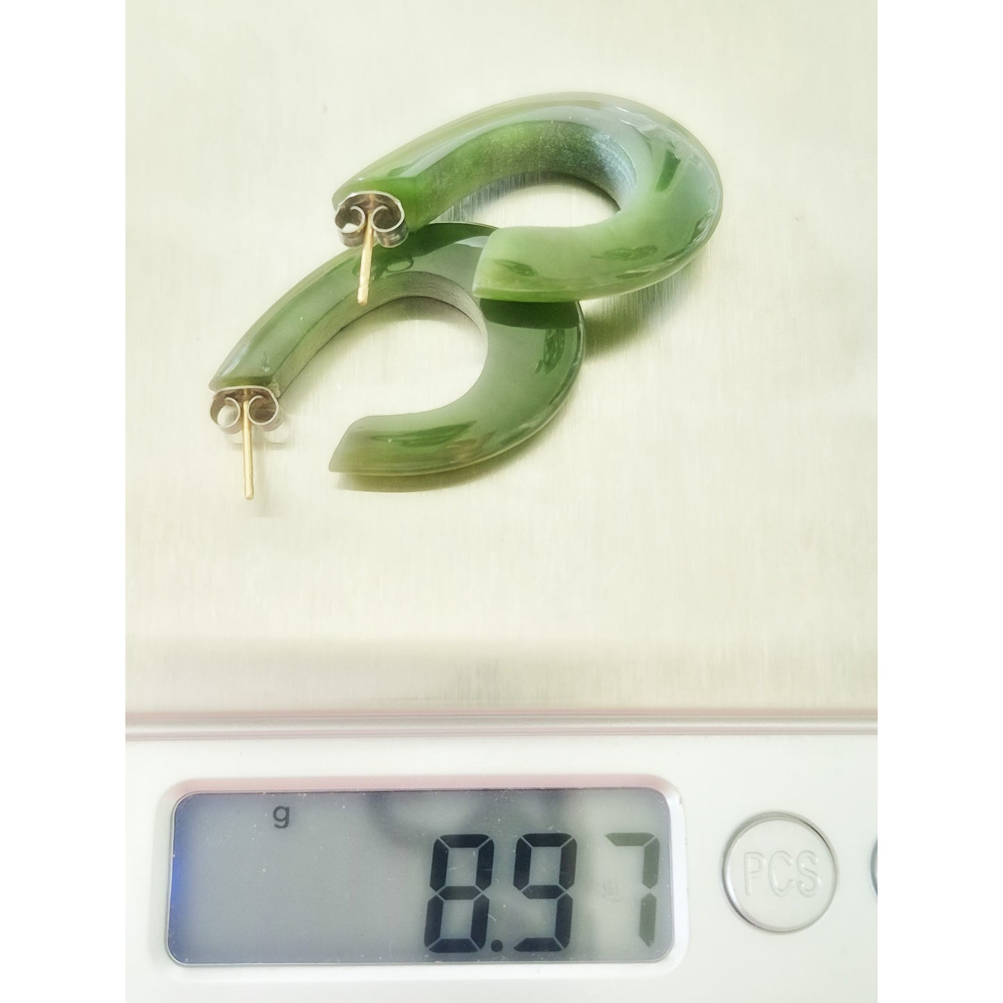 Vintage Jade J Hoop Earrings