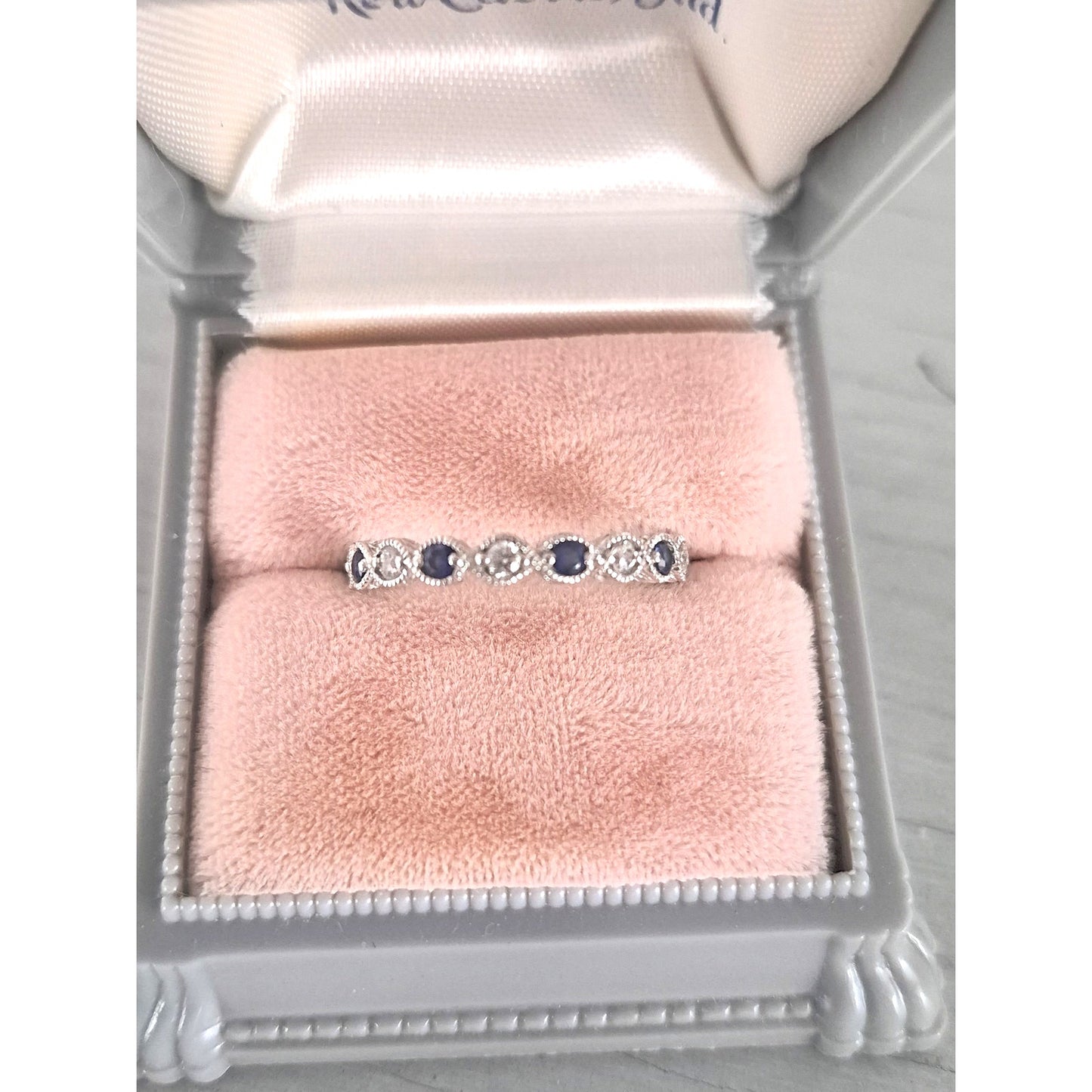 Sterling Silver Tacori Designer Sapphire and CZ Eternity Ring Band