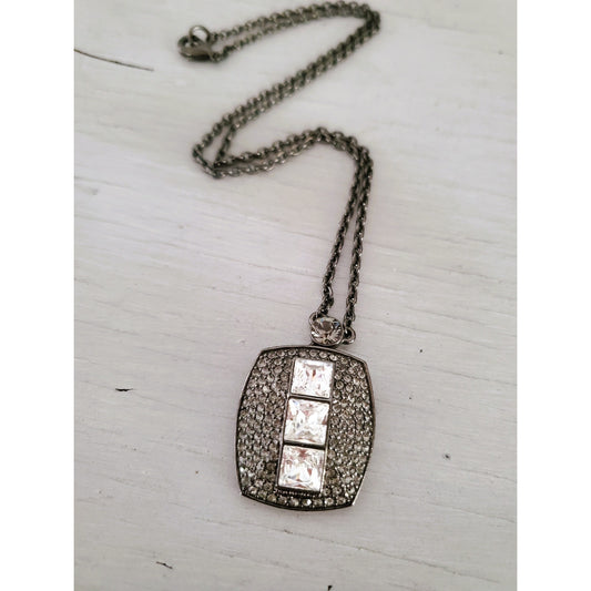 Givenchy Gunmetal Pave Crystal Necklace