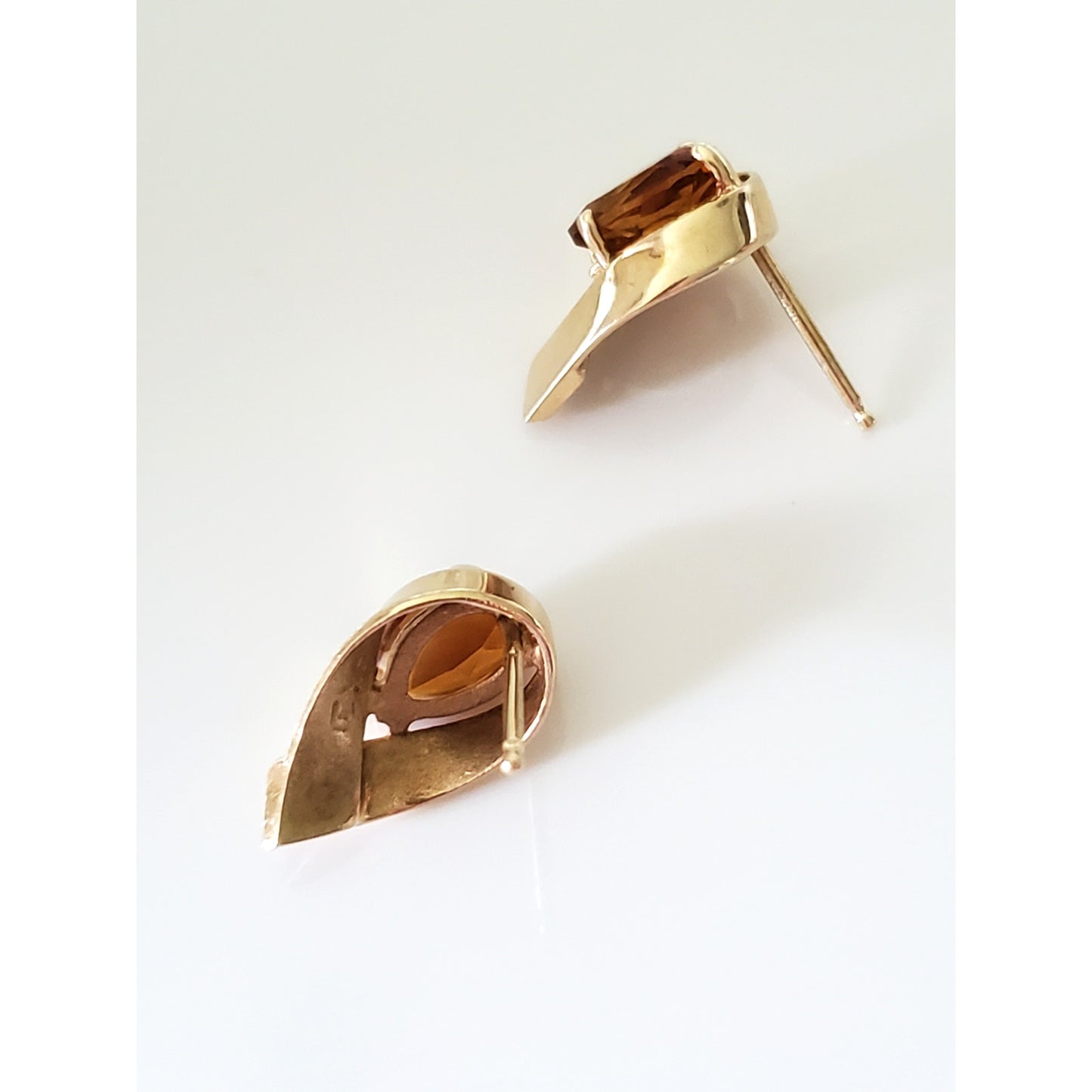 Vintage 14K Gold Citrine Earrings