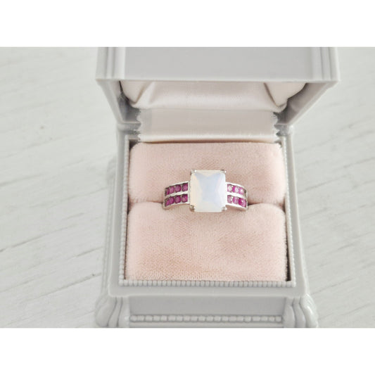 Sterling Silver Opal Ruby Ring