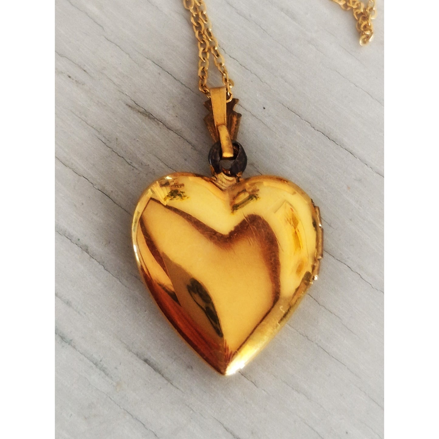 Vintage Gold-fill Diamond Etched Floral Heart Locket