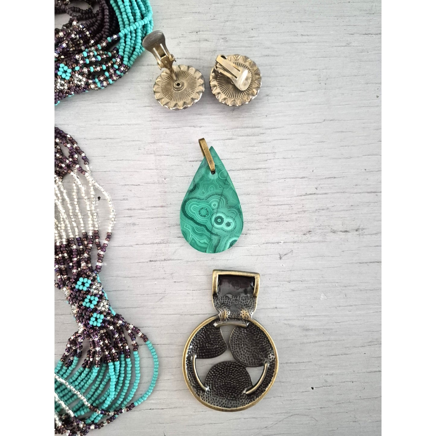 Southwestern Turquoise Blue and Purple Jewelry Set