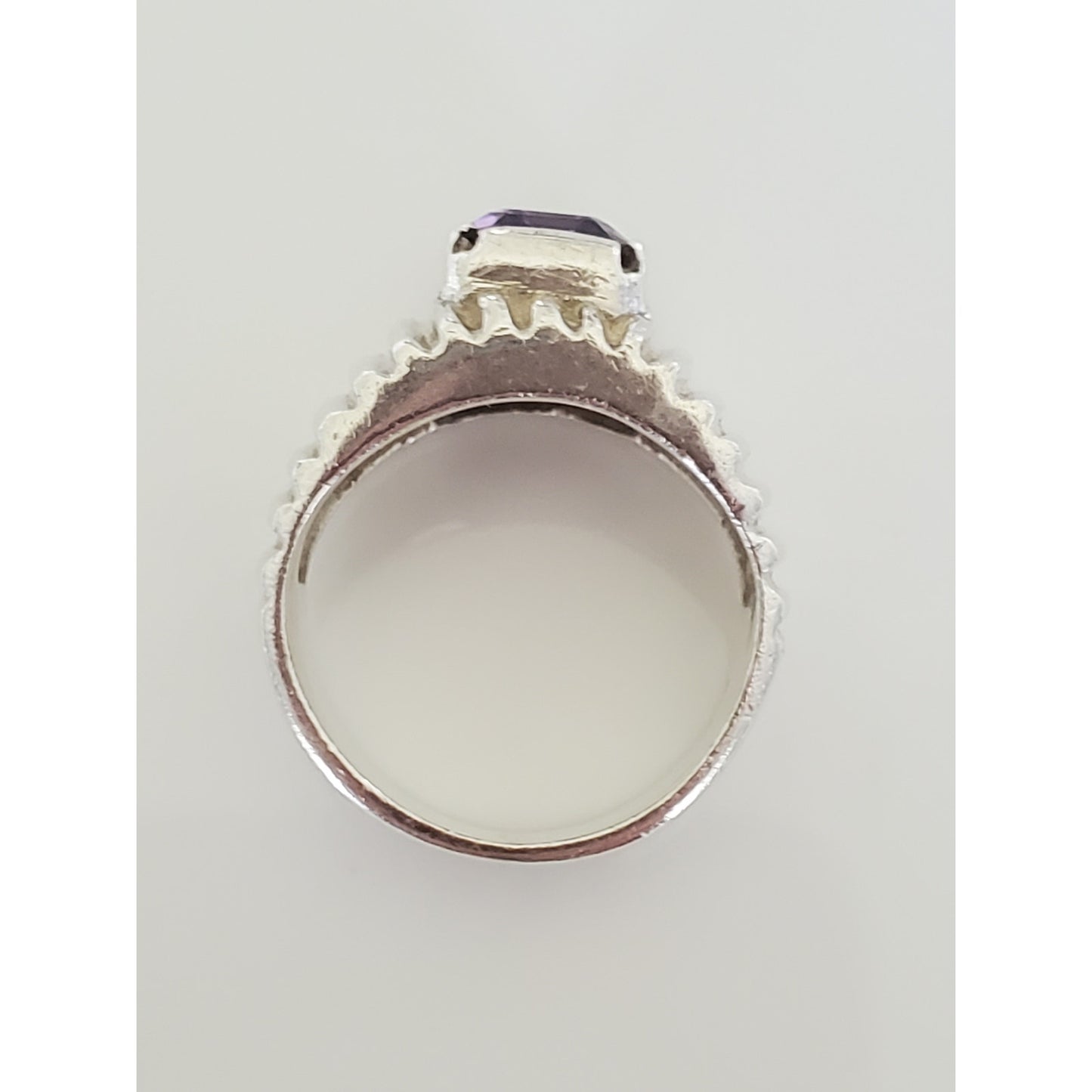 Ribbed Sterling Silver Amethyst Ring