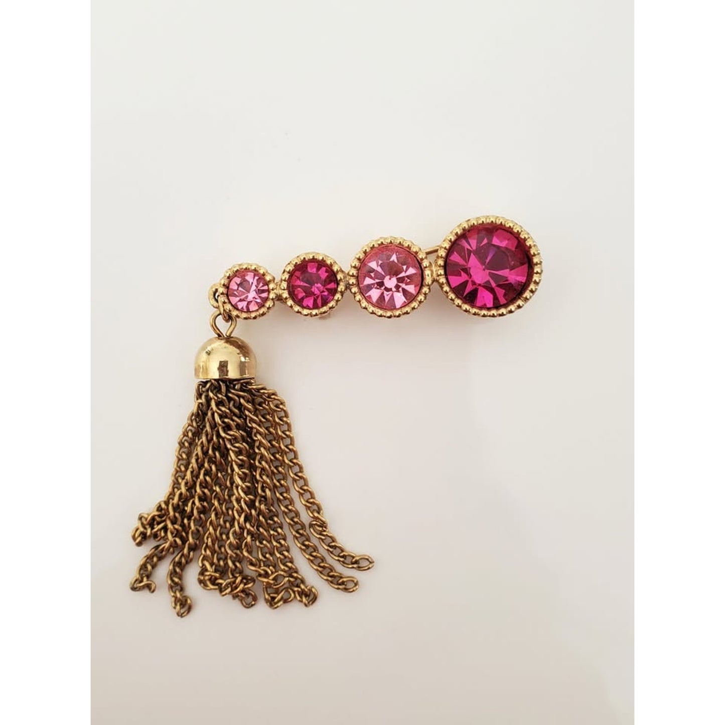 Vintage Sara Coventry brooch with Pink Rhinestones and Tassel