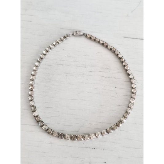 Vintage Art Deco Sterling Silver Crystal Rhinestone Choker Necklace