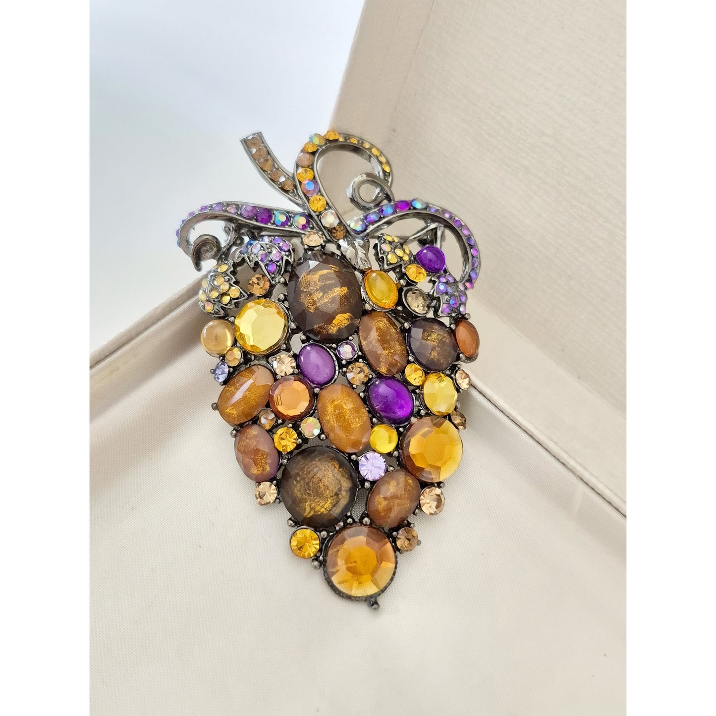 Large Grape Multi-color Rhinestone Brooch