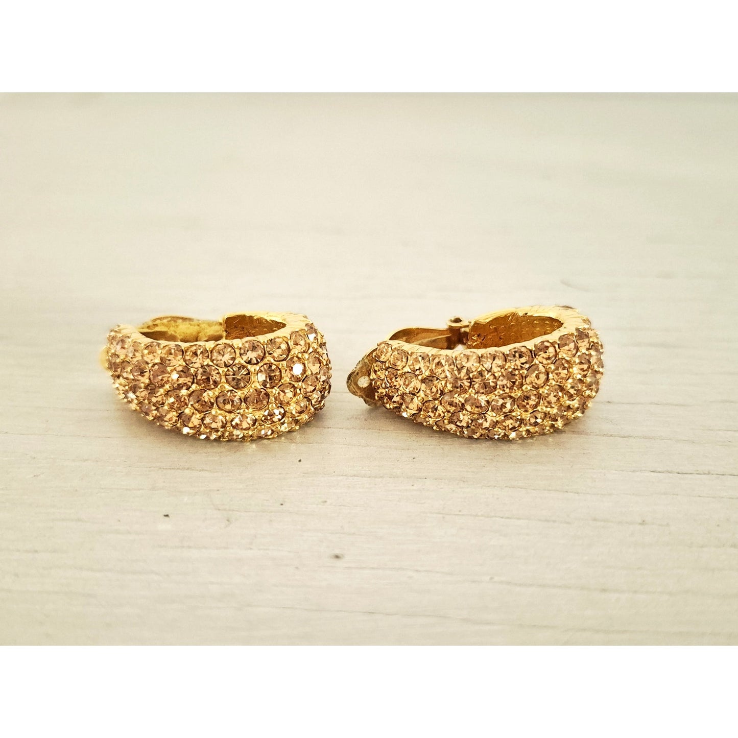 Vintage Signed Ciner Gold-Tone Rhinestone Pave Clip-on Earrings