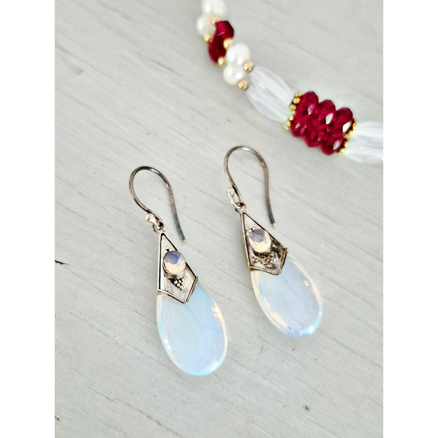 Vintage Sterling Silver Moonstone Earrings with Bracelet Lot
