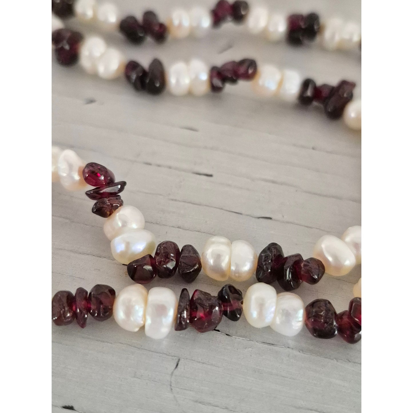 Vintage Freshwater Baroque Pearls and Garnet Necklace