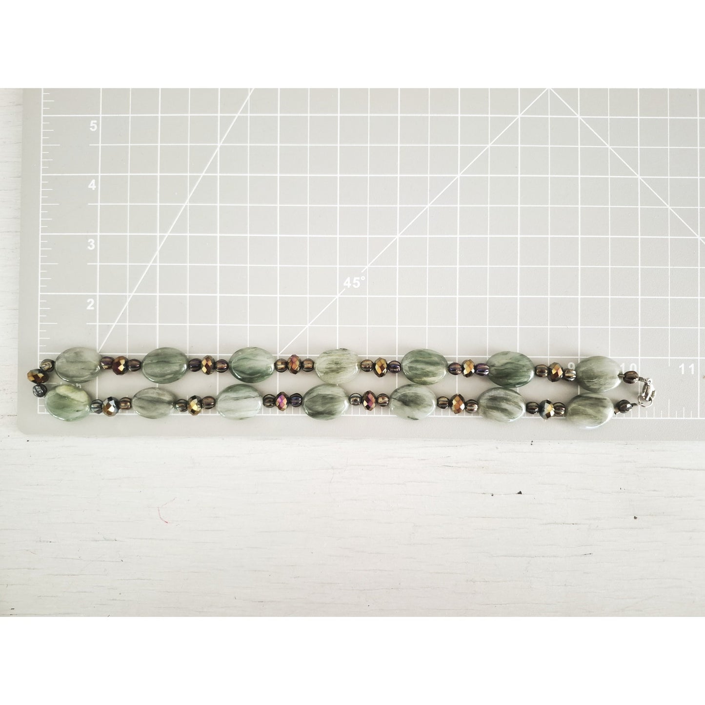 Vintage Green Glass Bead Necklace