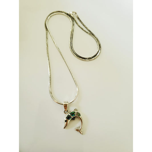 Vintage Dolphin Sterling Silver Necklace