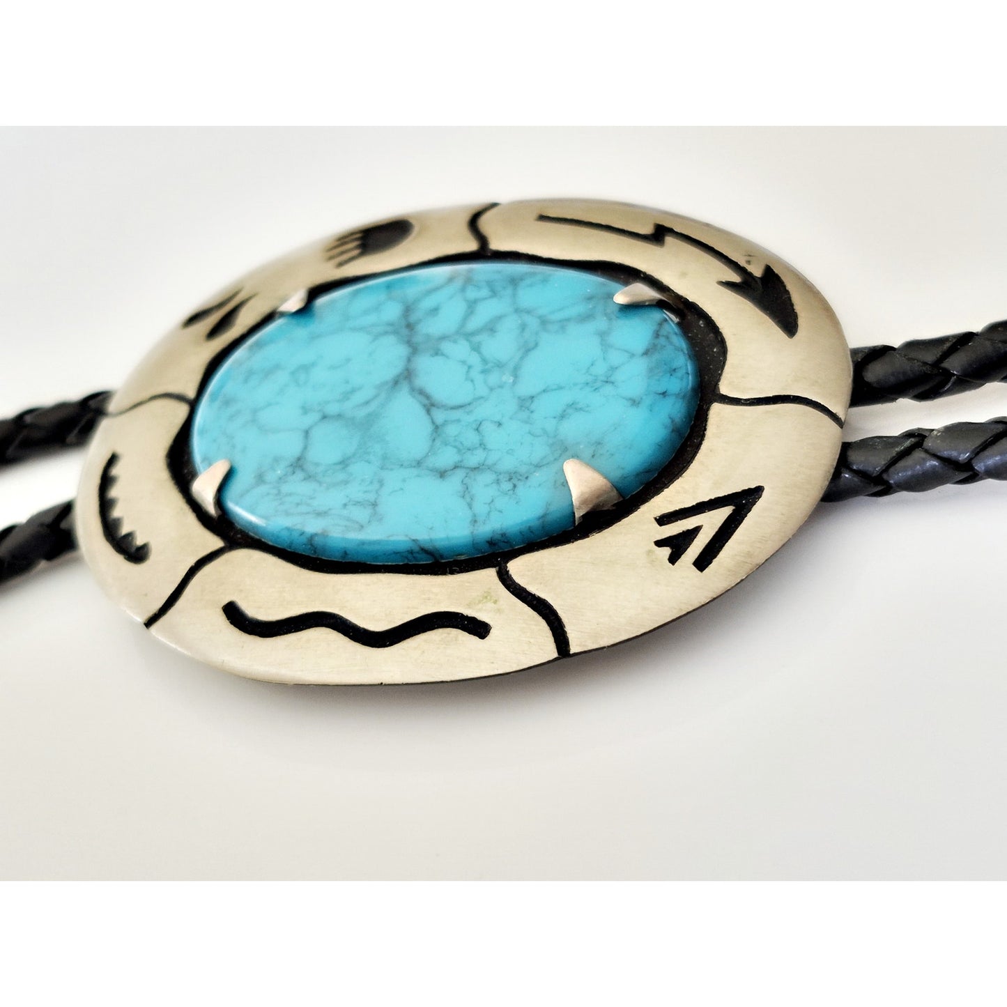 Vintage Southwest Bell Trading Post Faux Turquoise Bolo Tie