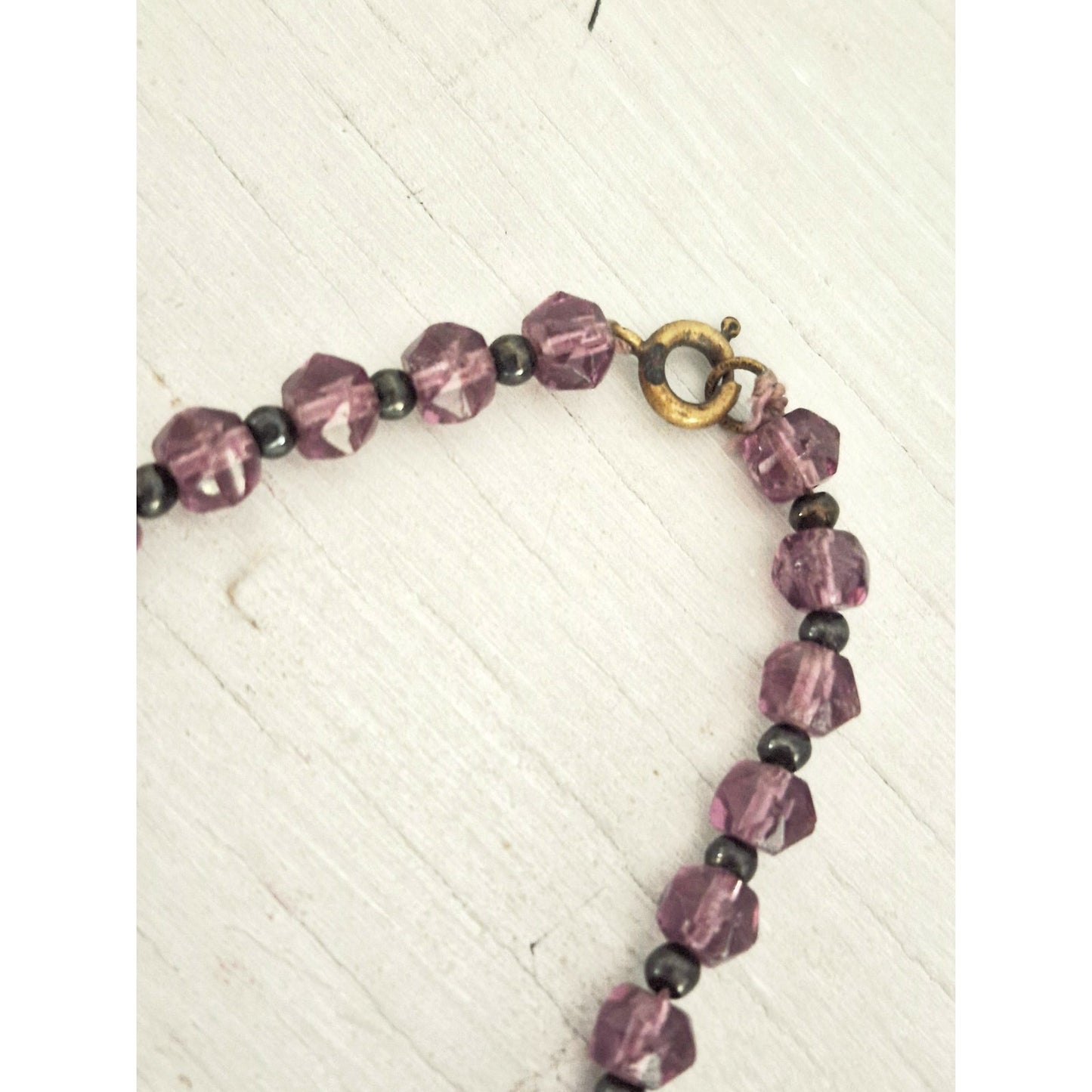 Vintage Lot of 3 Glass Facet Pink and Purple Necklaces
