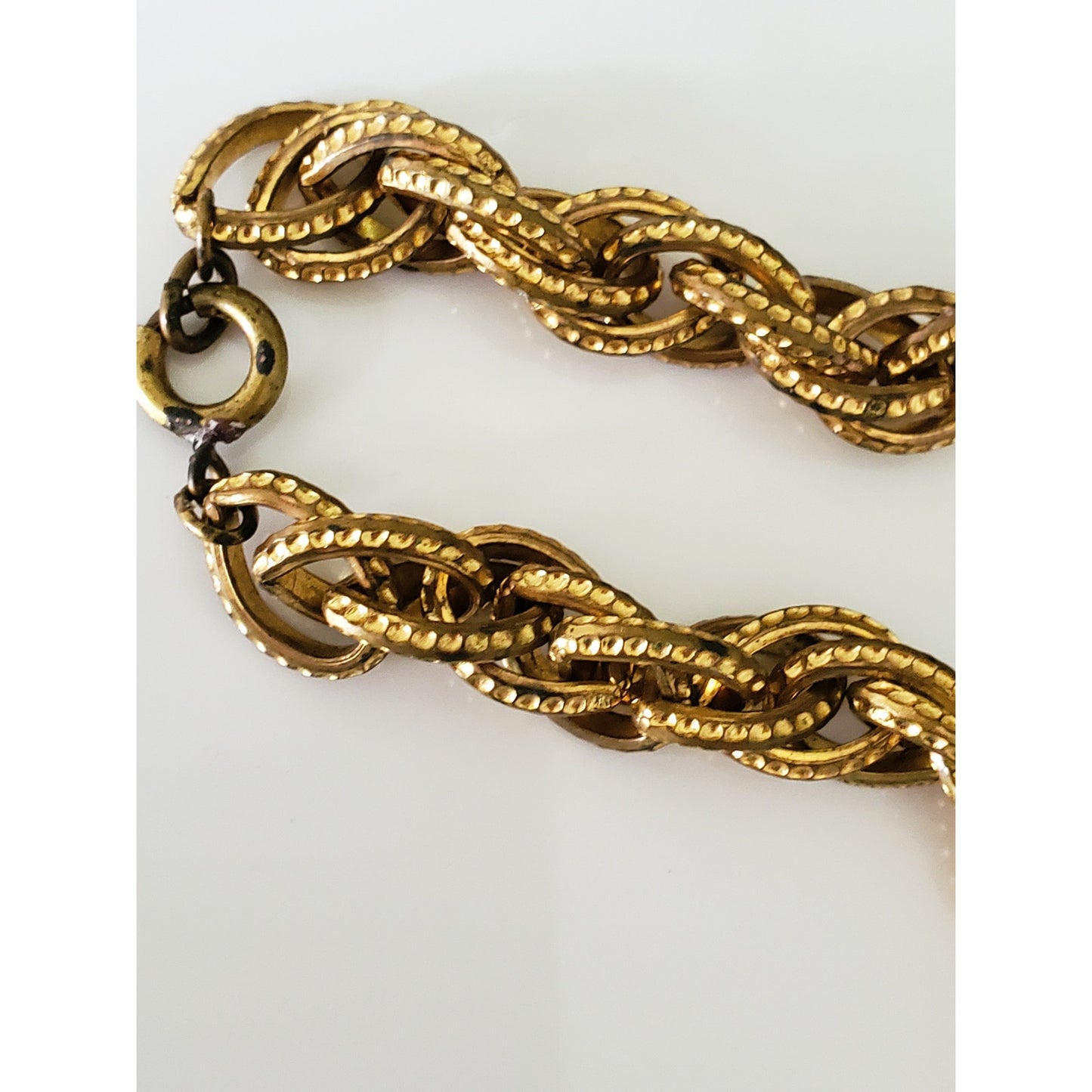 Vintage Gold Tone Plum Beaded Chunky Necklace