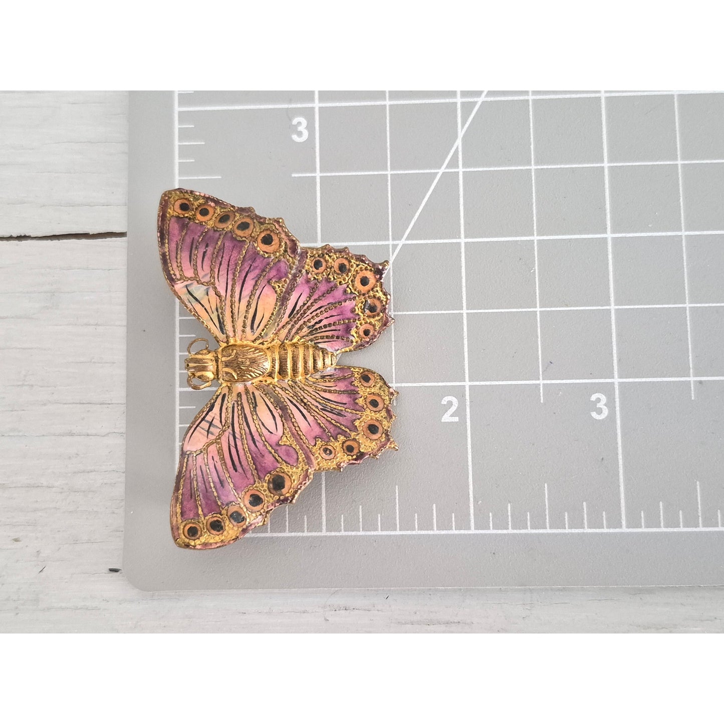 Vintage Purple Brass C Clasp Butterfly Brooch