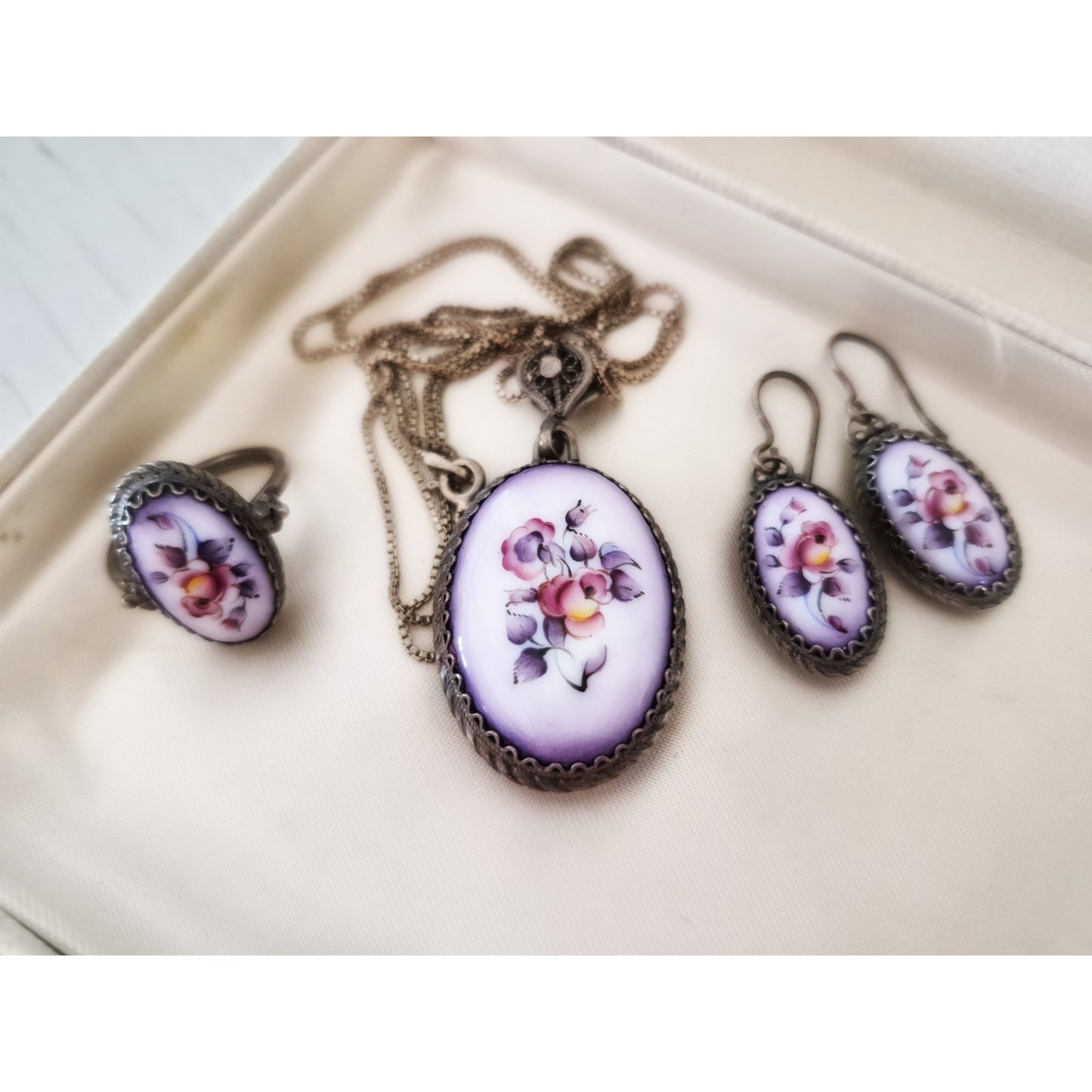 Vintage Rostov Finift Reversible Jewelry Set