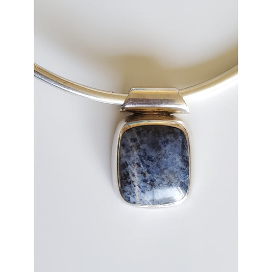 Vintage Sterling Silver Lapis Square Pendant