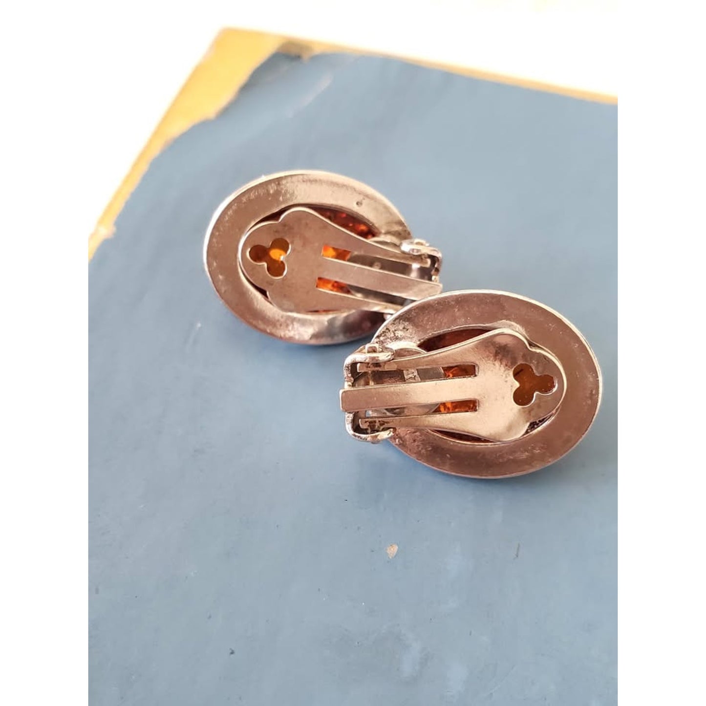 Vintage Amber Baltic Clip-on Sterling Silver Earrings