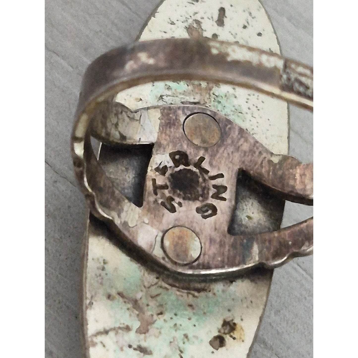 Vintage Sterling Silver Faux Turquoise Navette Ring