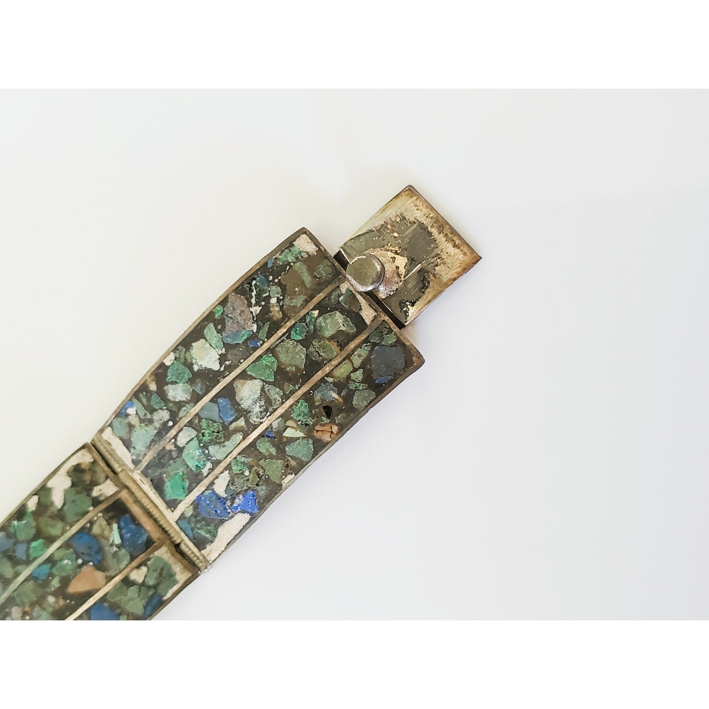 Vintage Silver and Turquoise Panel Bracelet