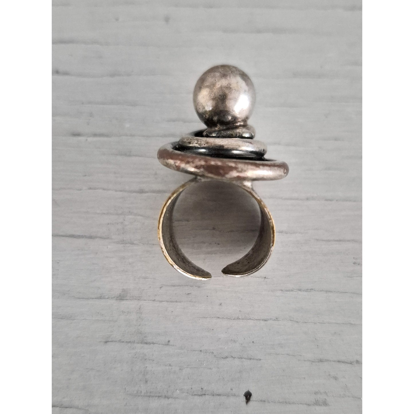 Vintage AD Design Denmark Modernist Orb Silver Ring