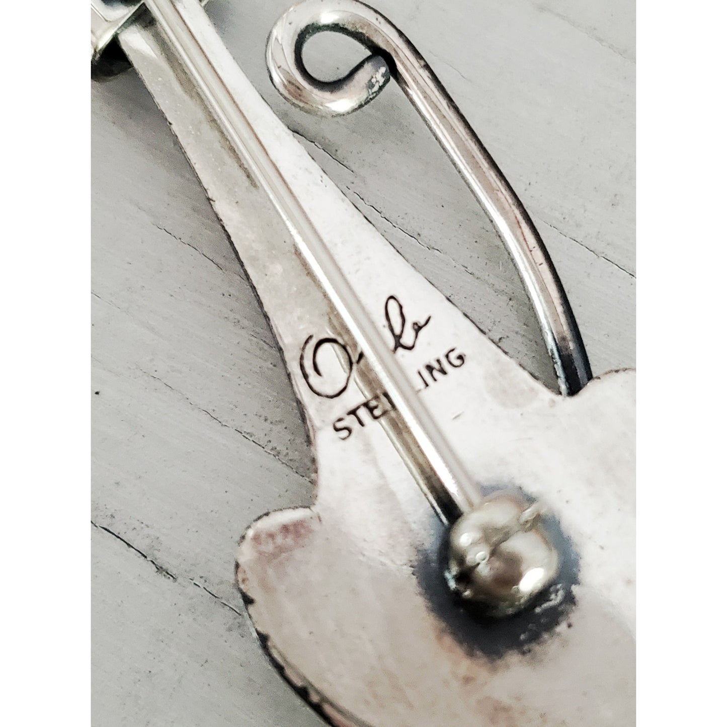 Vintage Pair of Orb Otto Robert Bade Designer Sterling Silver Cat Brooches