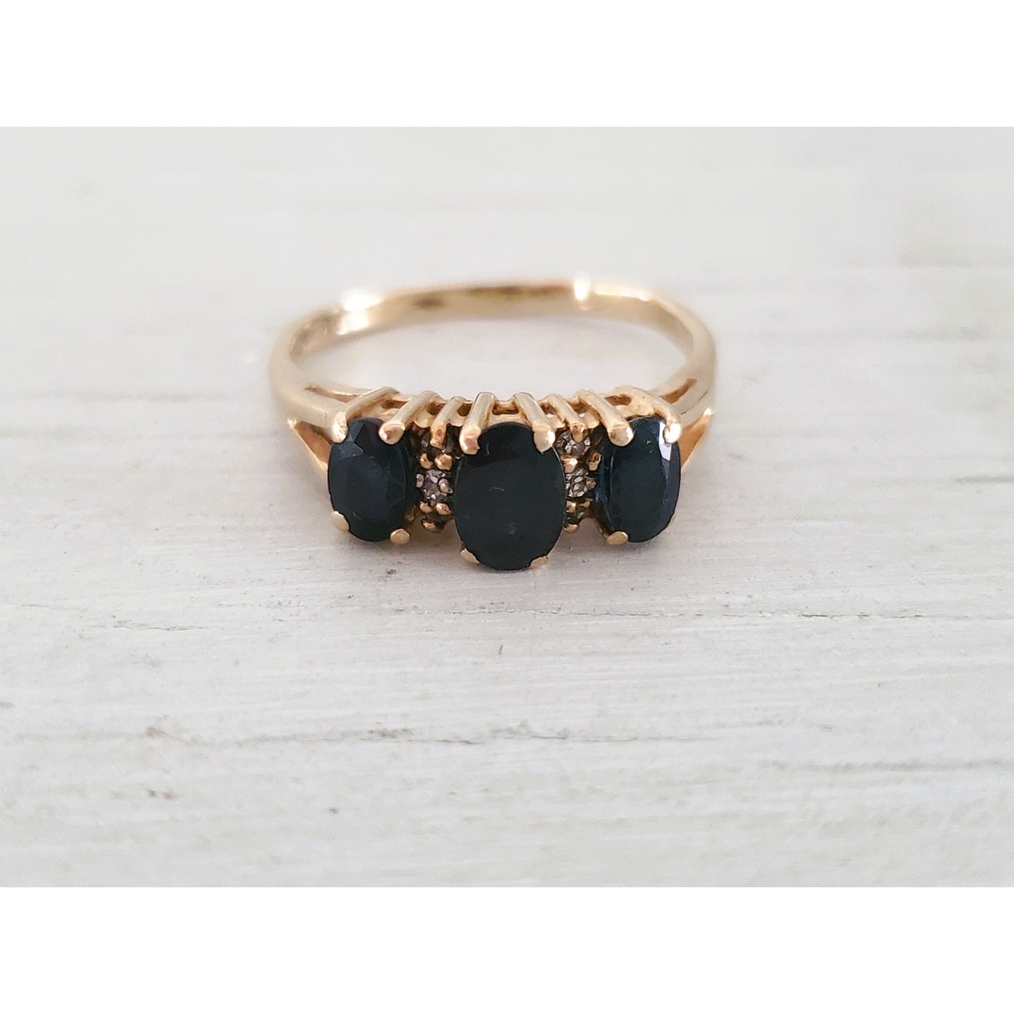 Vintage 10K Gold Sapphire and Diamond Ring