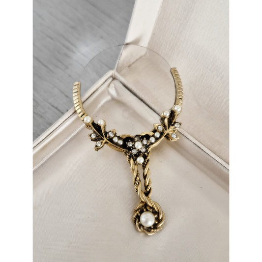 Vintage Style Pinchbeck Faux Pearl Magnifying Glass Loupe
