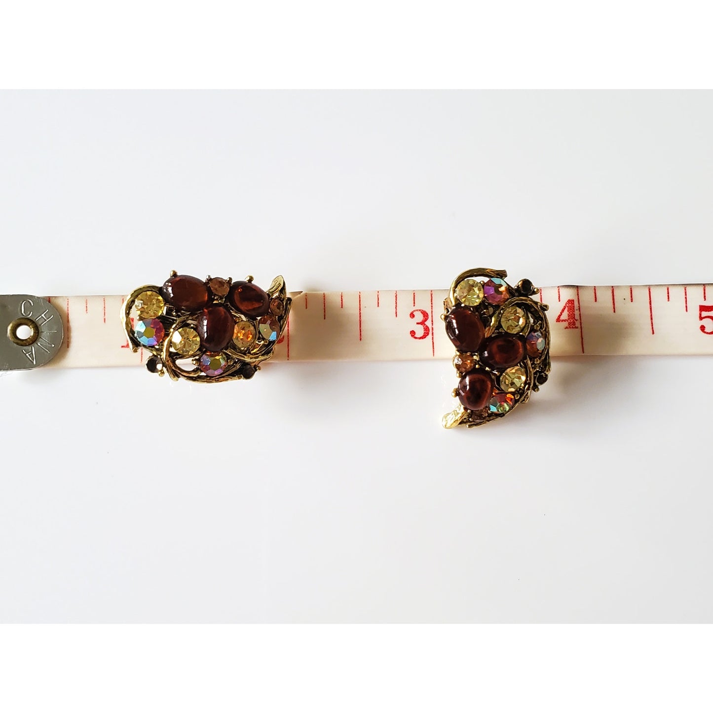 Vintage Mid-Century Weiss and Lisner Amber Rhinestone AB Jewelry Set