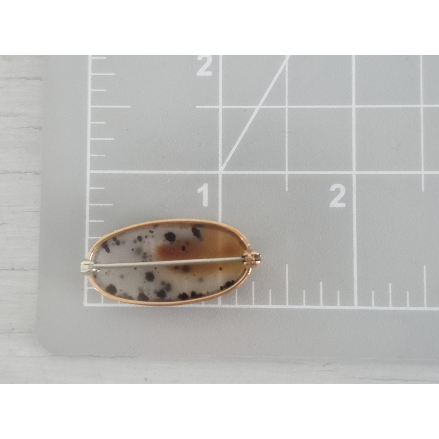 Vintage 14K Gold Montana Agate Brooch Pin