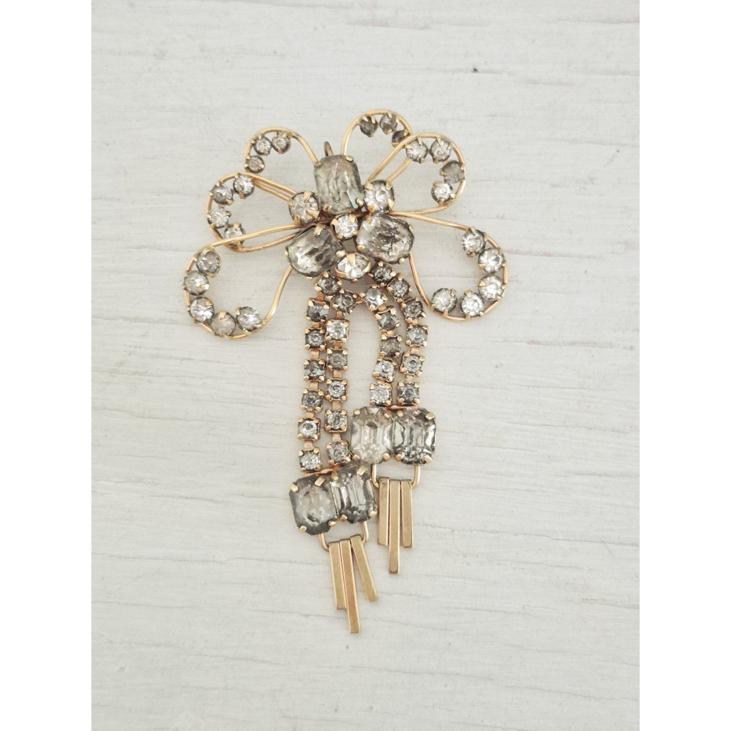 Vintage Marks & Spencer Gold-fill Dangle Rhinestone Brooch