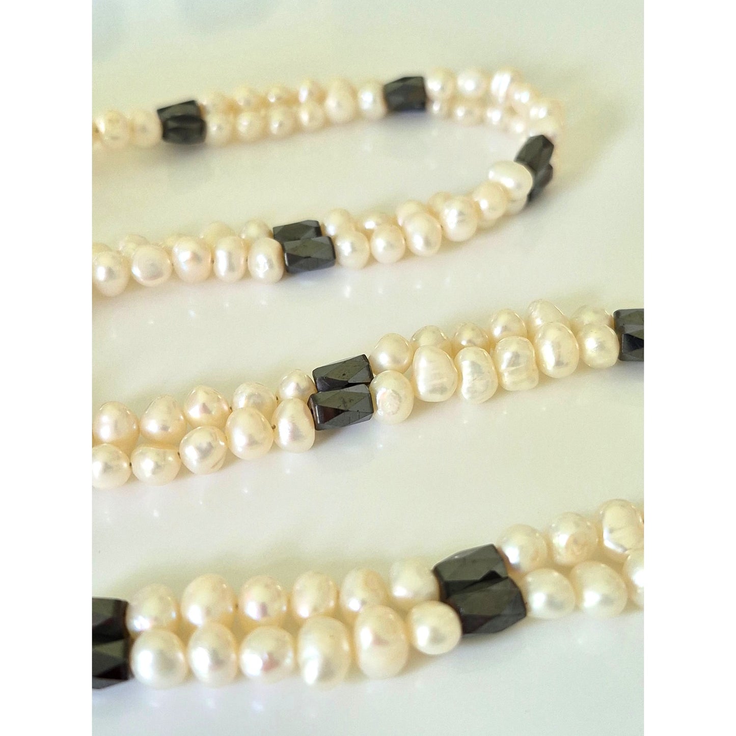 Vintage Freshwater Cultured Pearl and Magnetic Hematite Strand