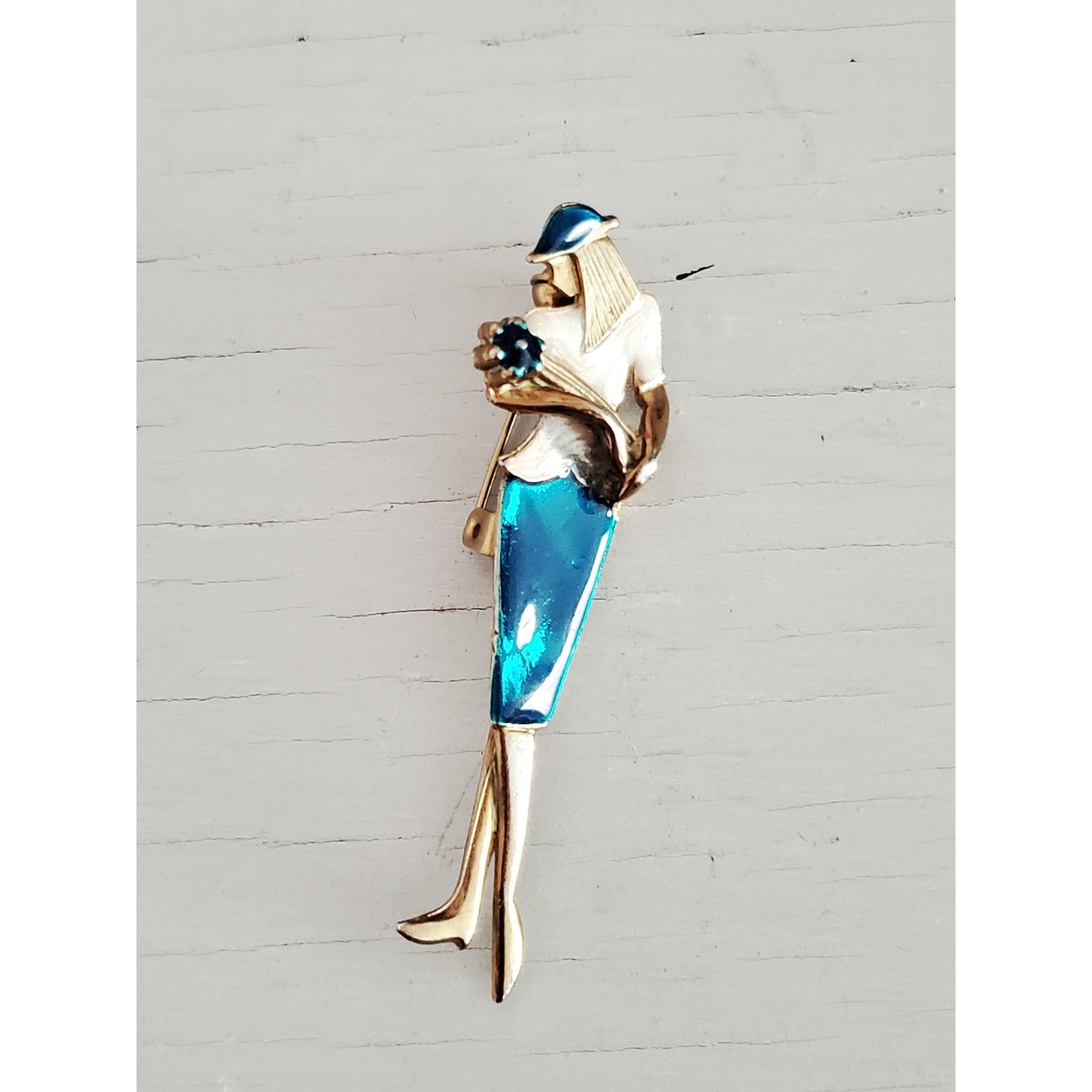 Vintage Woman with Flower Brooch