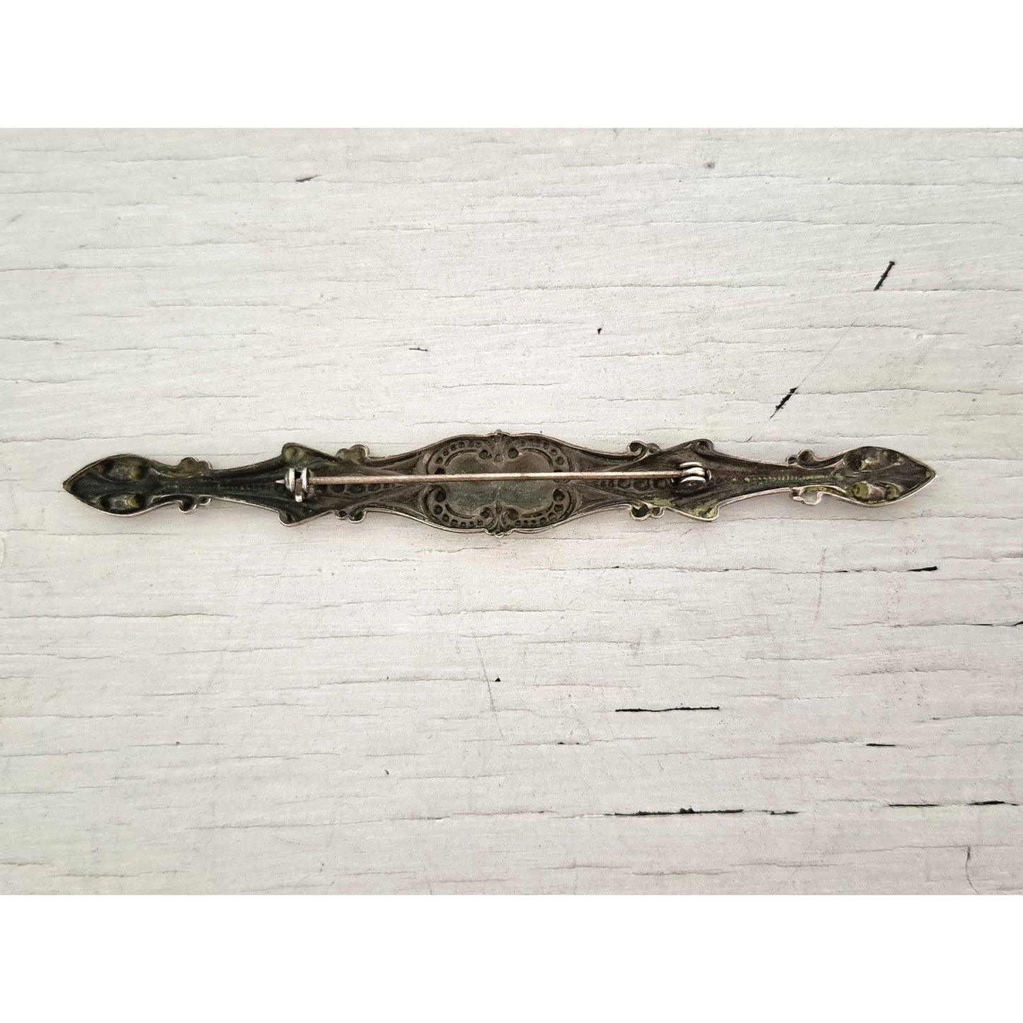 Vintage Art Deco Silver Tone Bar Brooch