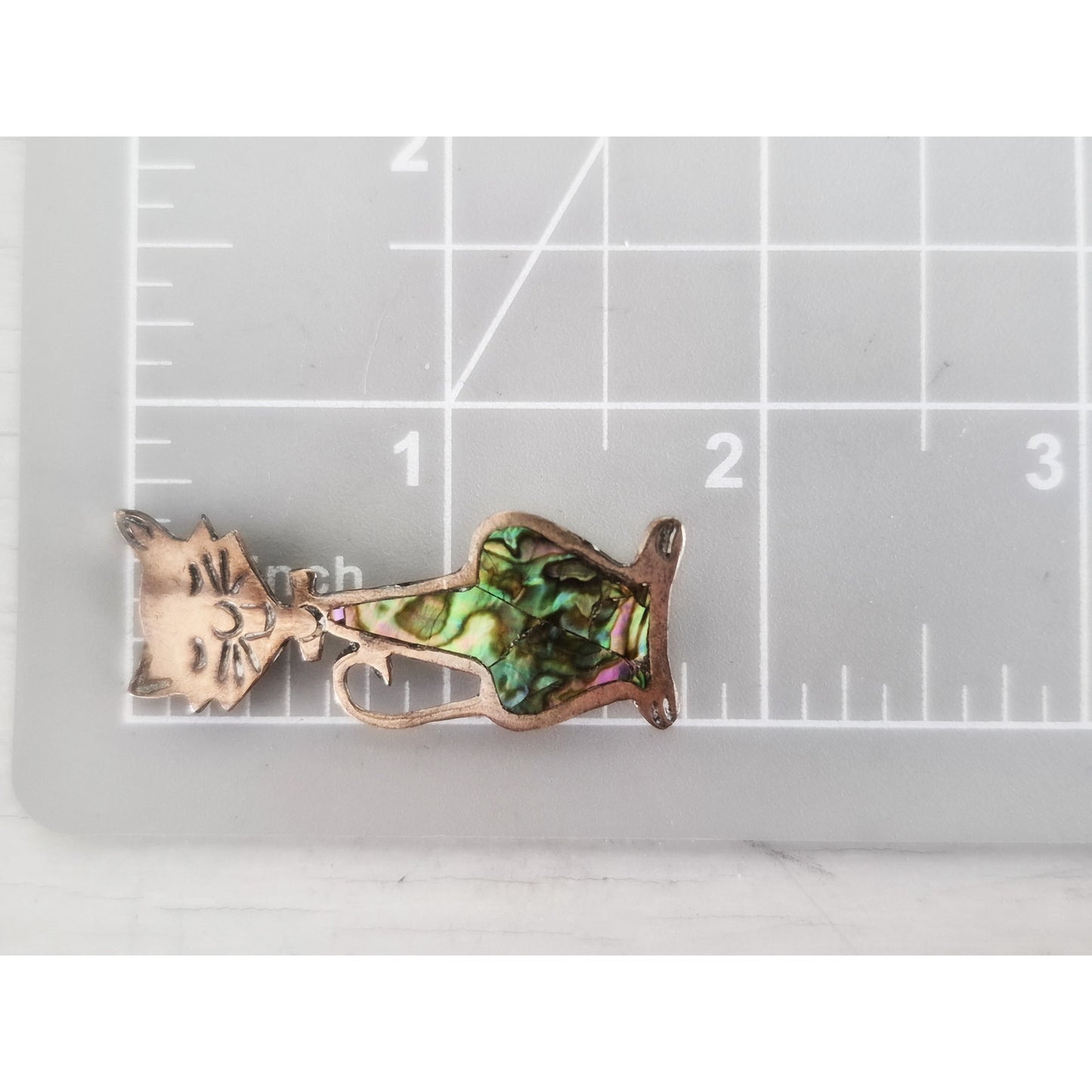 Abalone Shell Cat Sterling Silver Taxco Mexico Brooch Pin Vintage