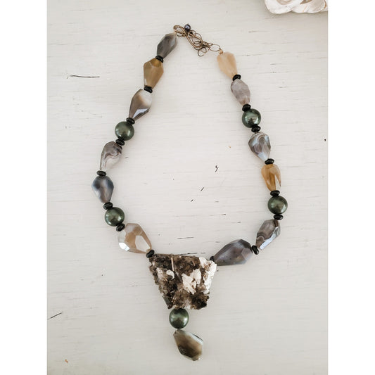 Vintage Agate Stone Choker Necklace