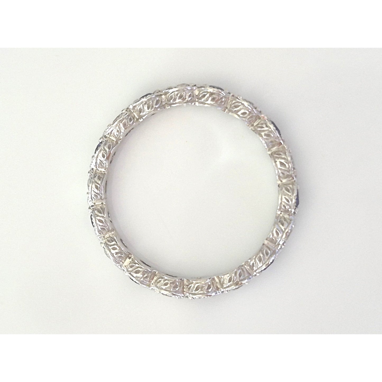 Sterling Silver Tacori Designer Sapphire and CZ Eternity Ring Band