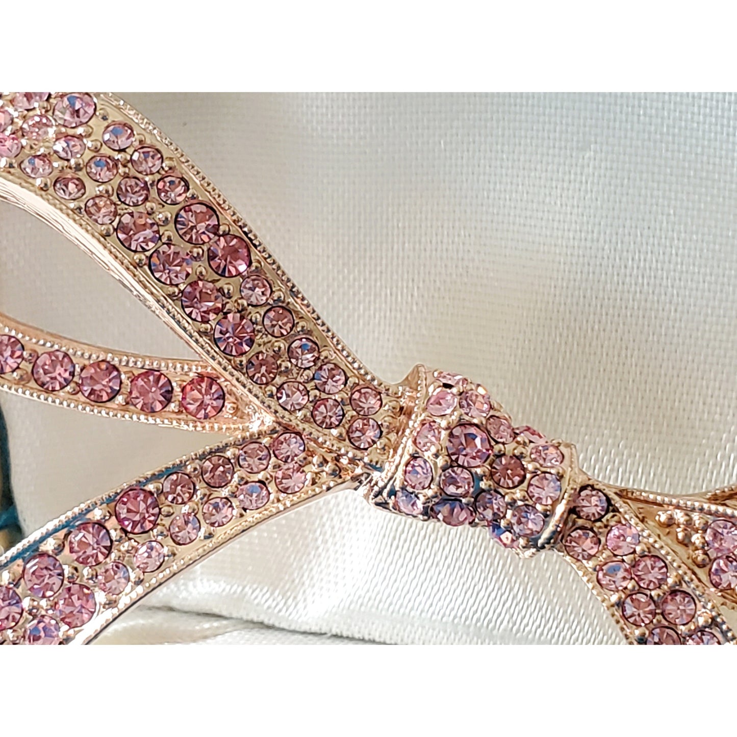 Vintage Kenneth Jay Line Pink Rhinestone Breast Cancer Brooch