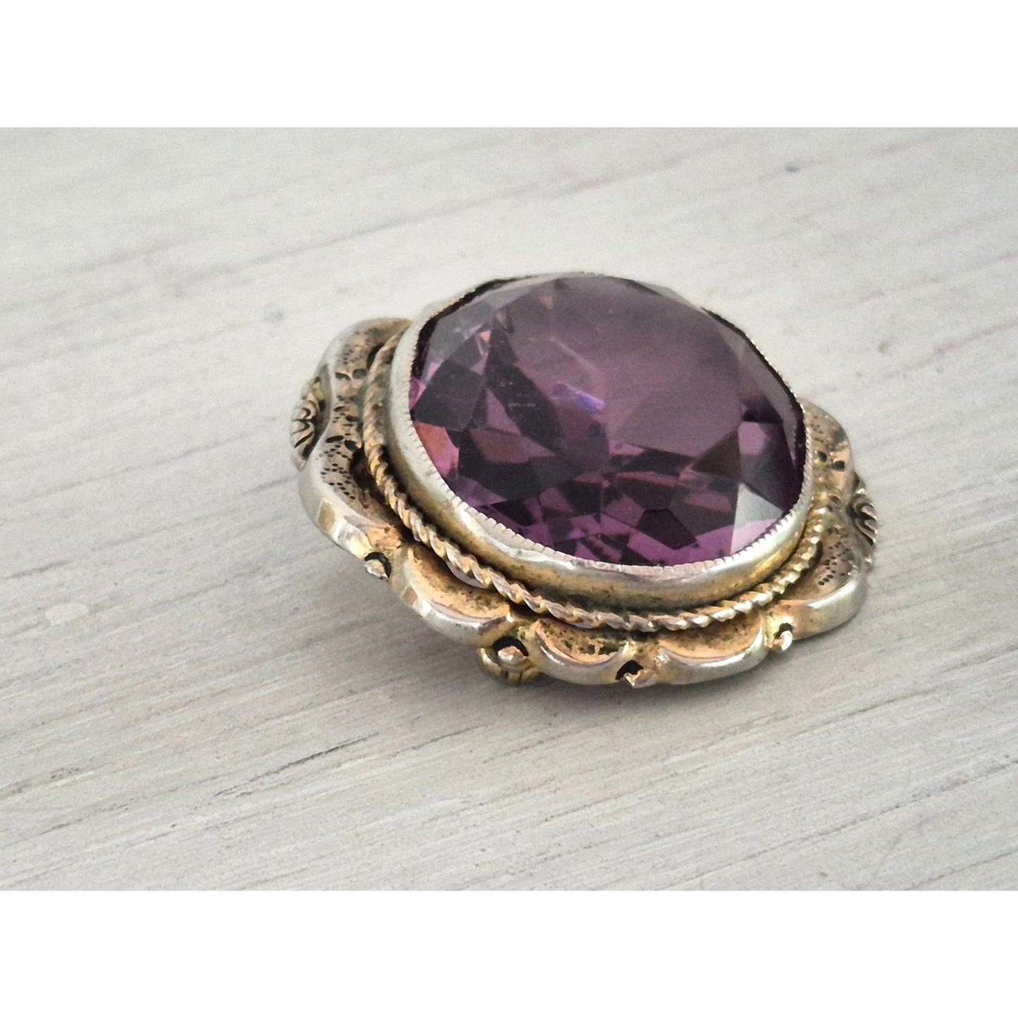 Vintage Victorian Large Amethyst Oval Brooch