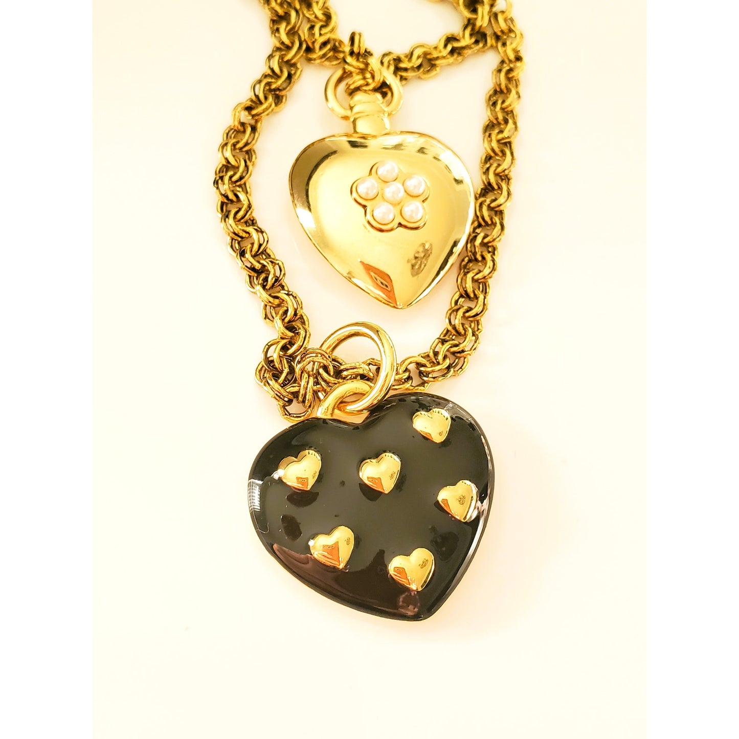 Vintage Joan Rivers Double Heart Pendant Necklace