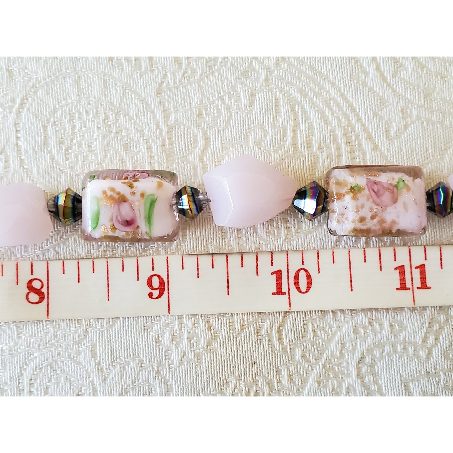 Vintage Light Pink Beaded Necklace and Earring Set