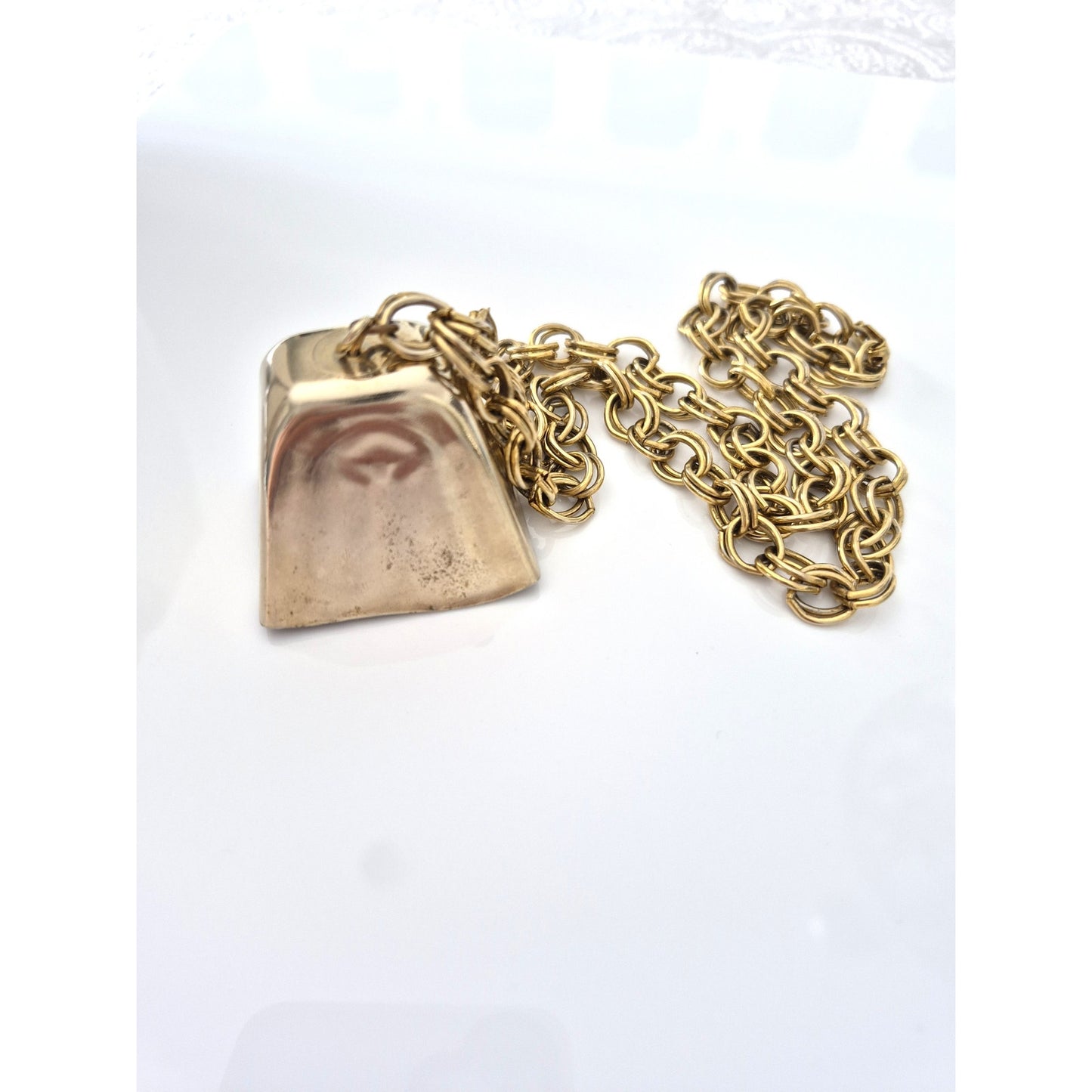 Vintage Bow Bell Gold Tone Necklace