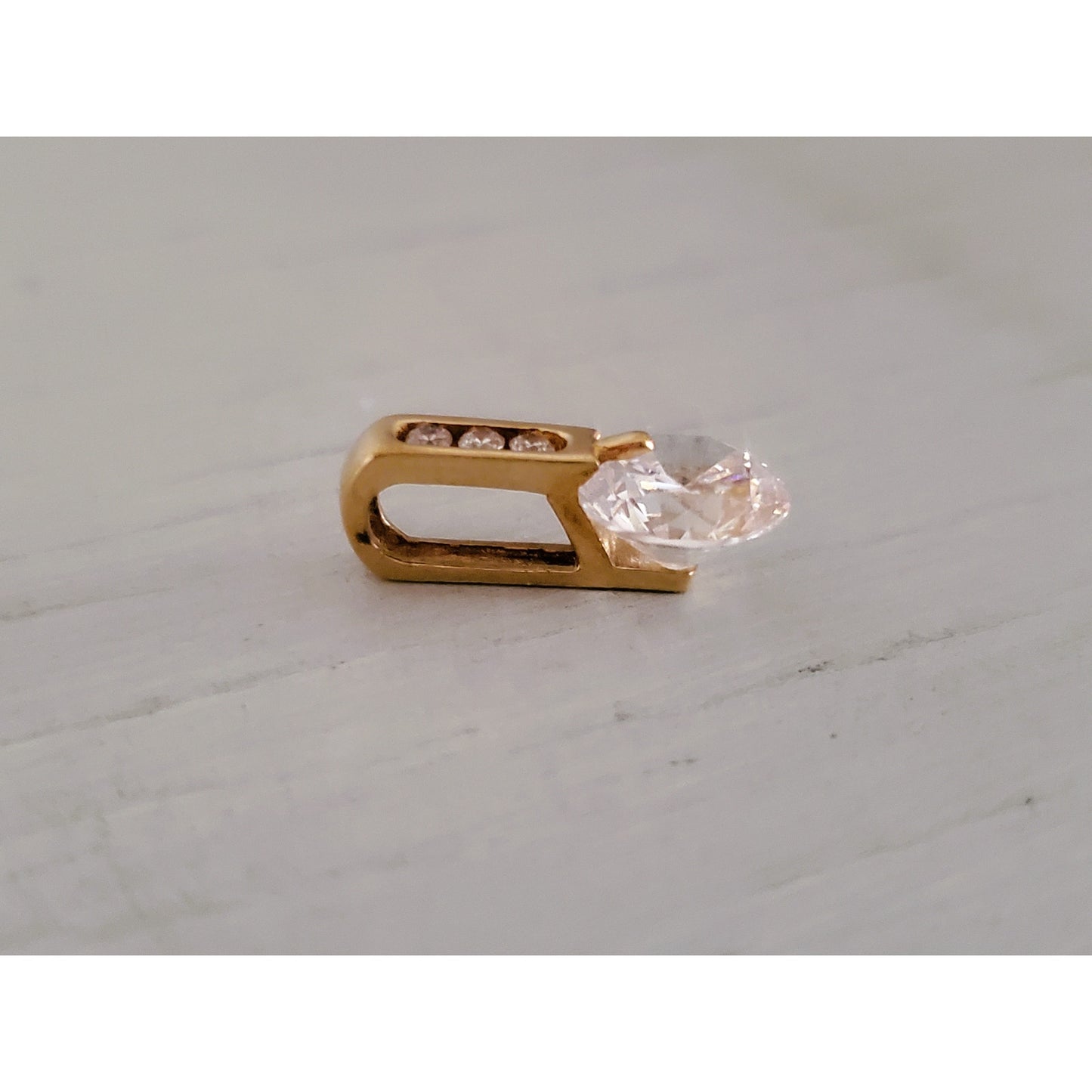 Vintage 14K Yellow Gold Cubic Zirconia Statement Drop Pendant