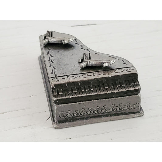 Vintage Pewter Torino Grand Piano Earring Trinket and Brooch Set